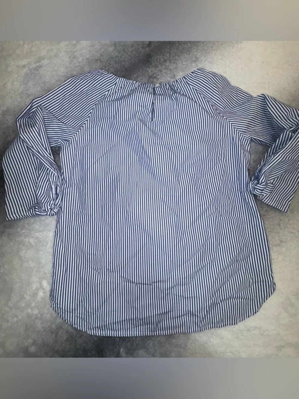 (A1) Crewcuts J.Crew Girls Blue‎ & White Striped Tie-Sleeve Blouse Top Size 12